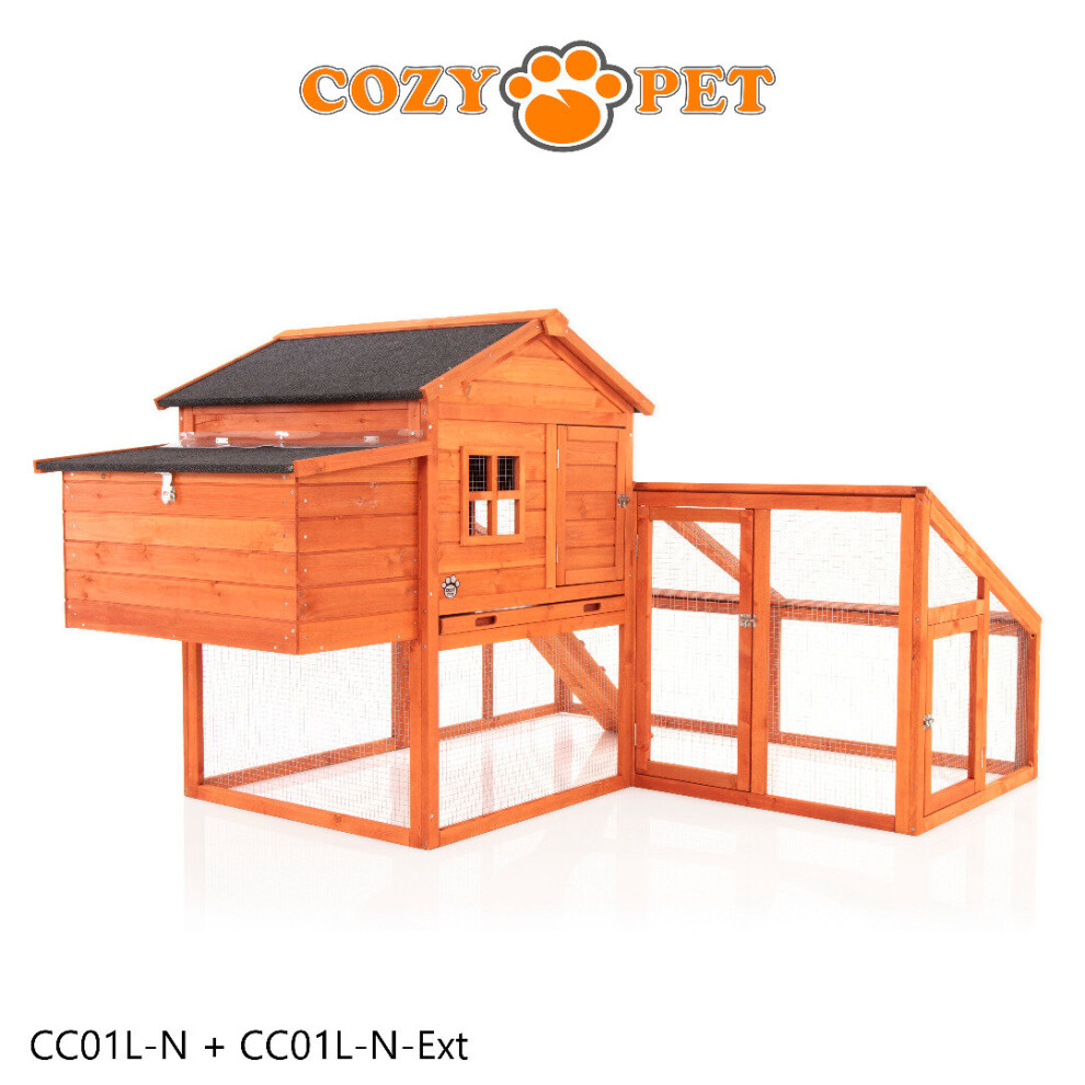 Chicken Coop Cozy Pet Large Extended Run Hen House Poultry Hutch Run CC01L-N+Ext