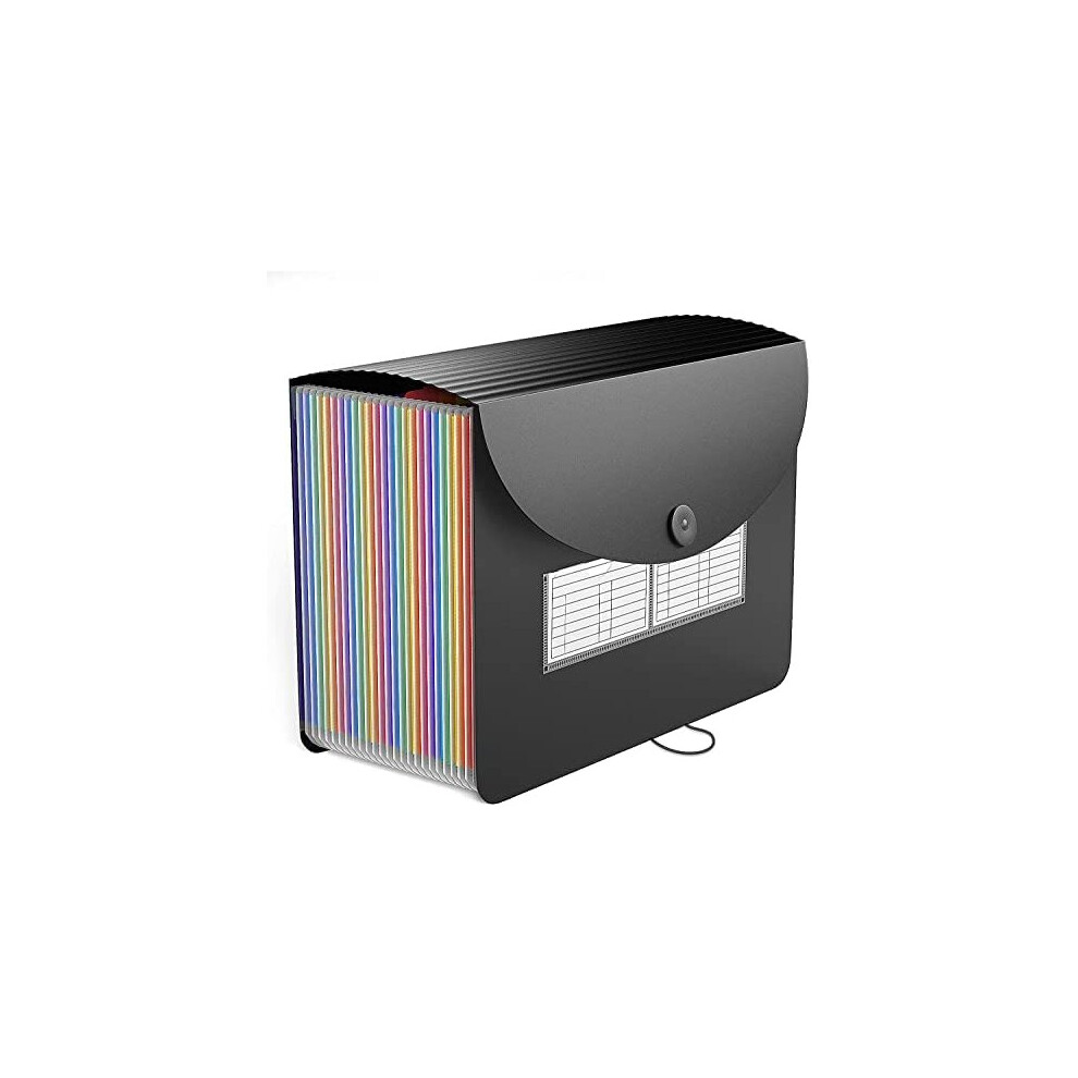 Expanding File Folder/Accordian File Organiser,24-Pocket Portable/Desk Filing Box Storage Expander with Expandable Cover,Large Capicity A4 Plastic