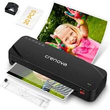 Laminator, Crenova A4 Laminator GS816, 4 in 1 Thermal Laminator, 9 Inches, 20 Laminating Pouches, Paper Trimmer, Corner Rounder (Black) (A4)