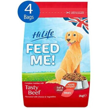 HiLife FEED ME! - Complete Dry Dog Food - Tasty Beef Cheese Vegetables - Soft, Moist & Meaty, 8kg