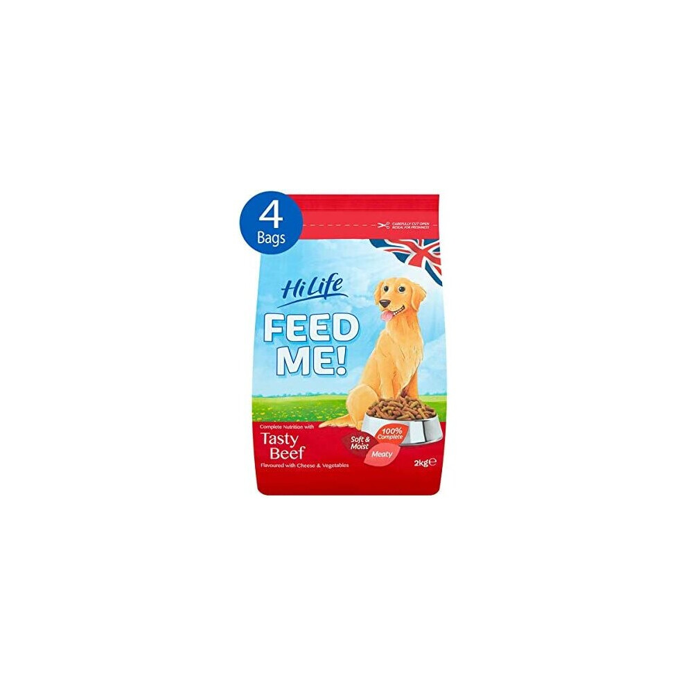 HiLife FEED ME! - Complete Dry Dog Food - Tasty Beef Cheese Vegetables - Soft, Moist & Meaty, 8kg