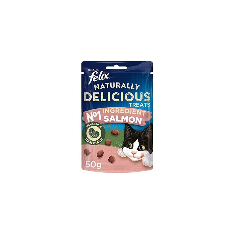 FELIX Naturally Delicious Cat Treats Salmon and Spinach 8 x 50g