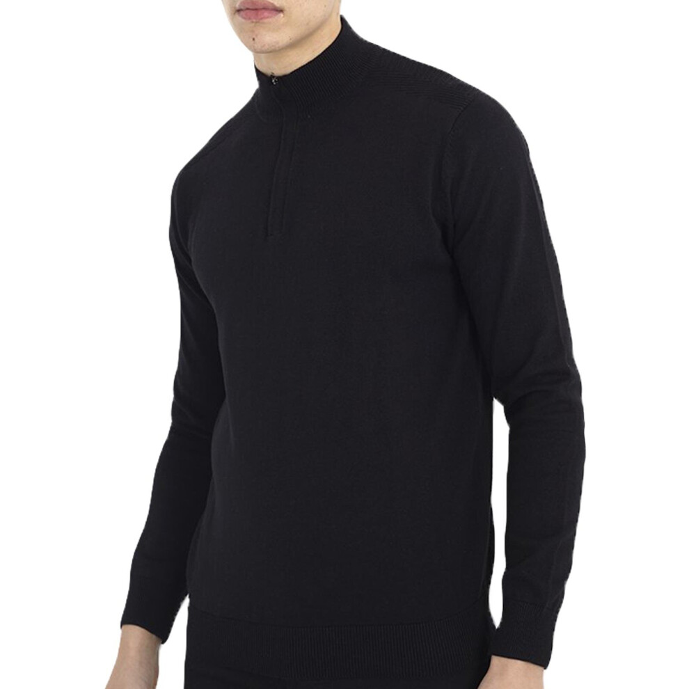 (S, Jet Black) Brave Soul Mens Jumper Long Sleeve Sweatshirt 