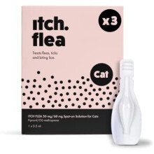 Itch | Flea & Tick Treatment Spot-On Solution for Cats | Kills Fleas, Lice, Ticks, Eggs and Larvae | With Fipronil and S-methoprene | 3 Pipettes