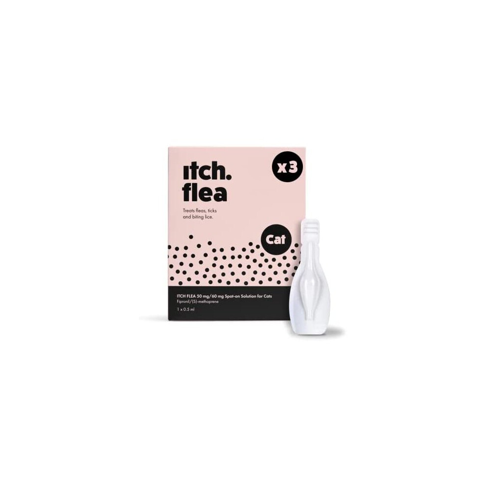 Itch | Flea & Tick Treatment Spot-On Solution for Cats | Kills Fleas, Lice, Ticks, Eggs and Larvae | With Fipronil and S-methoprene | 3 Pipettes