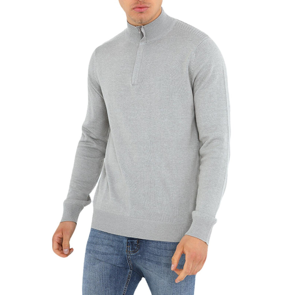 (S, Light Grey marl) Brave Soul Mens Jumper Long Sleeve Sweatshirt