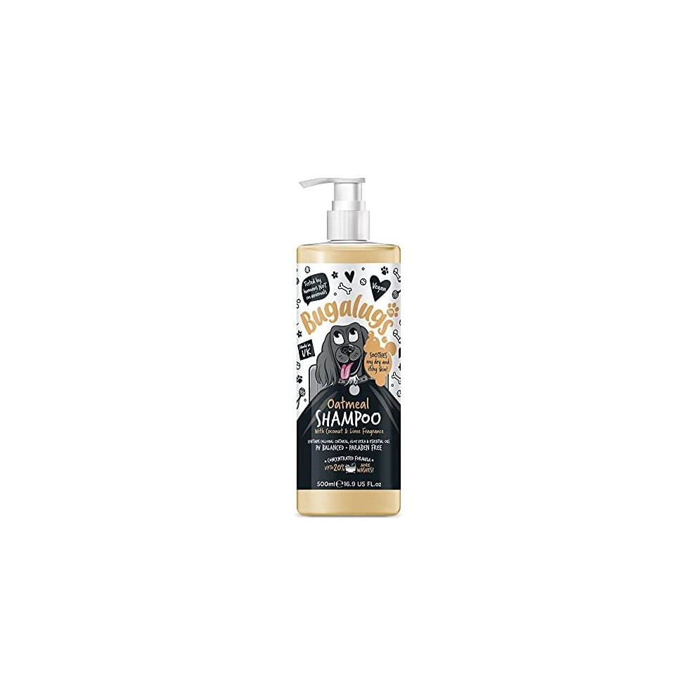 BUGALUGS Oatmeal & Aloe Vera Dog Shampoo 5 Litre dog grooming shampoo products for smelly dogs with fragrance, best oatmeal puppy shampoo,