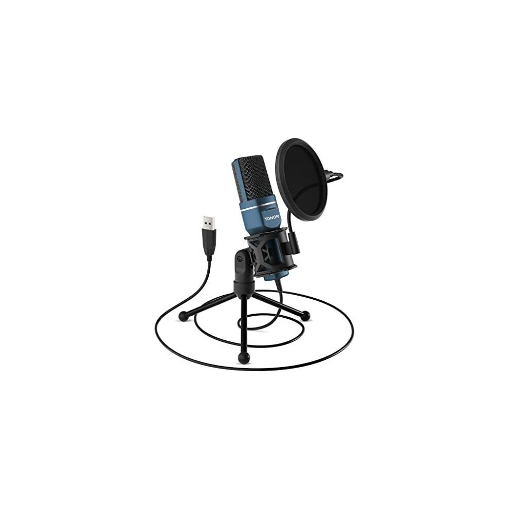 TONOR PC Microphone USB Computer Cardioid Condenser Gaming Mic Plug & Play with Tripod Stand & Pop Filter for Voice Recording, Podcasting, Streaming