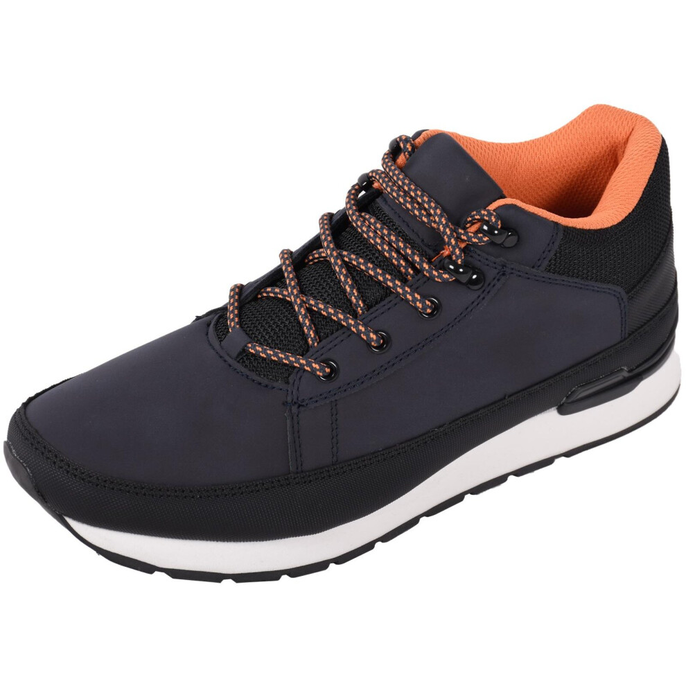 (Navy, UK 11) Brave Soul Mens Mid Top Flat Trainers Lace up Boot