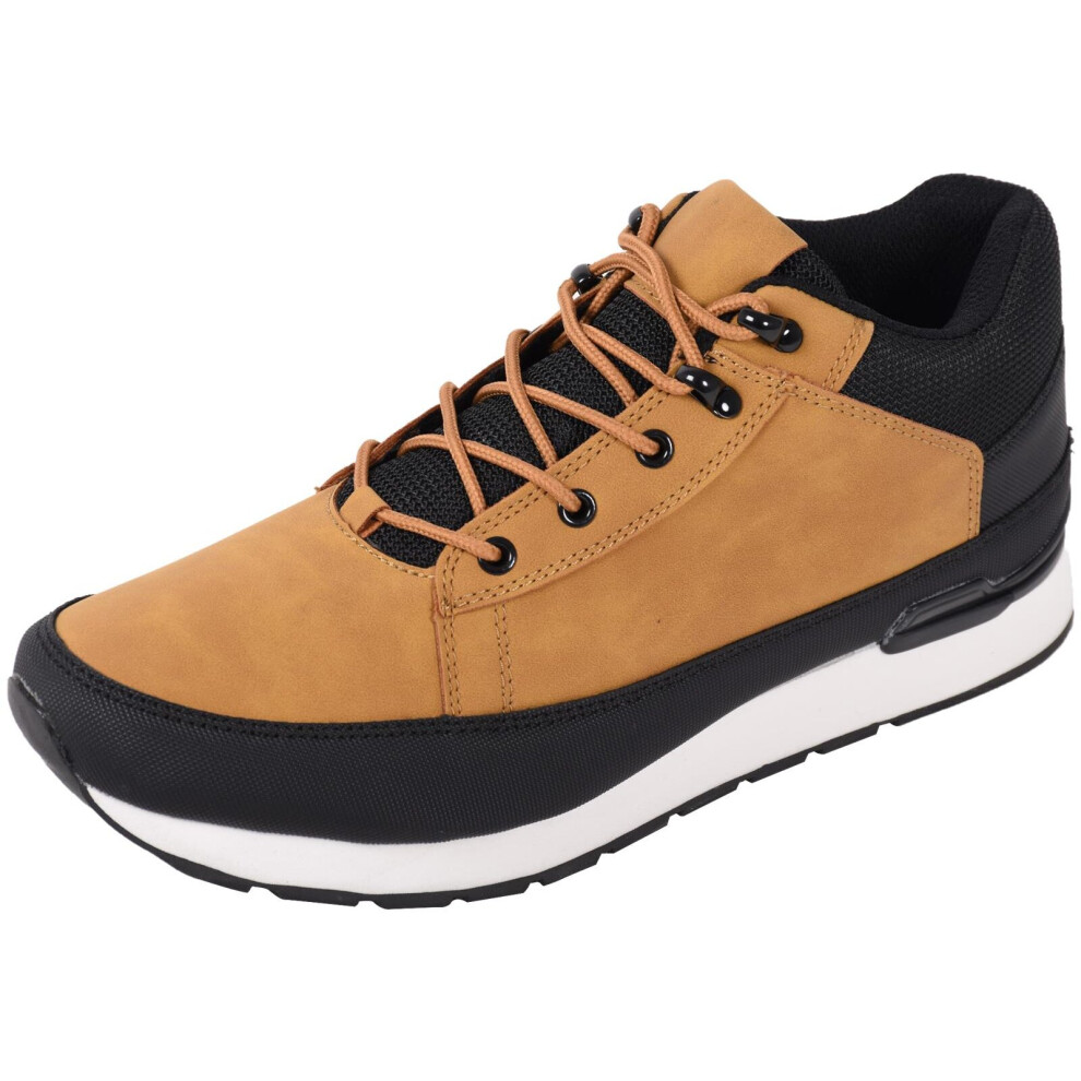 (Tan, UK 6) Brave Soul Mens Mid Top Flat Trainers Lace up Boot