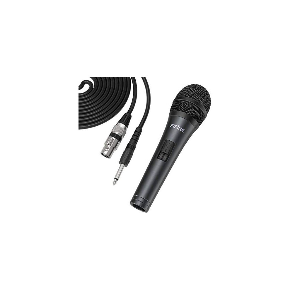 FIFINE Wired Microphone with Cord 14.8ft,Handheld Dynamic Mic Karaoke Microphone for Singing Vocal with On and Off Switch-K6