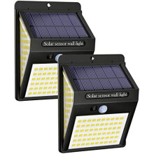 [2 Pack] 140LED Solar Security Lights Outdoor, Motion Sensor, 270 Wide-Angle, IP65 Waterproof, Solar Powered, 3 Lighting Modes, Easy Install