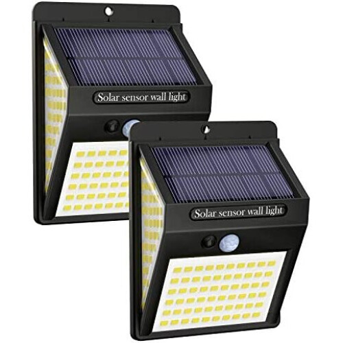 [2 Pack] 140LED Solar Security Lights Outdoor, Motion Sensor, 270 Wide-Angle, IP65 Waterproof, Solar Powered, 3 Lighting Modes, Easy Install