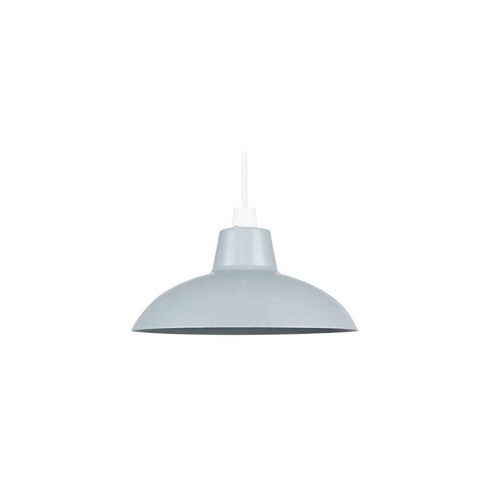 Retro Style Gloss Grey Metal Easy Fit Ceiling Pendant Light Shade - Complete with a 10w LED Bulb [3000K Warm White]