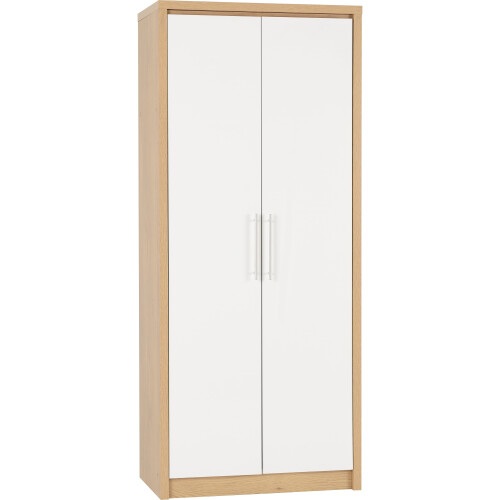 Seconique Seville Bedroom Set White High Gloss/Light Oak Effect Veneer 1