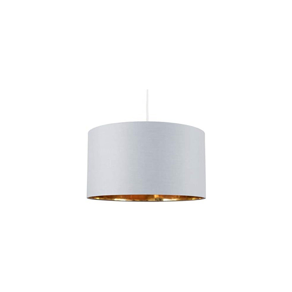 MiniSun Extra Large Modern Grey & Gold Cylinder Ceiling Pendant/Table Lamp Drum Light Shade