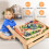 Costway Kids Wooden Train Track Railway Set Table W/ 100 Multicolor Pieces 3