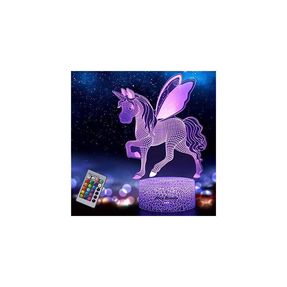 Unicorn Gift Unicorn Night lamp for Kids, 3D Light 7 Colors Change with Remote Holiday and Birthday Gifts Ideas for Children