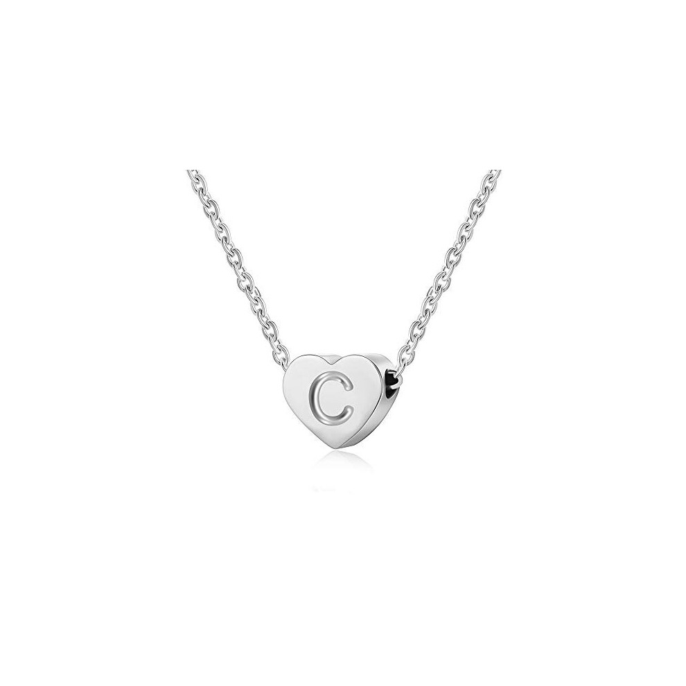 Photos - Pendant / Choker Necklace Letter Initial Necklace Silver Women Girls Personalized Tiny Initial Alphabet Love Choker Necklace Gifts, Silver Letter C Ne