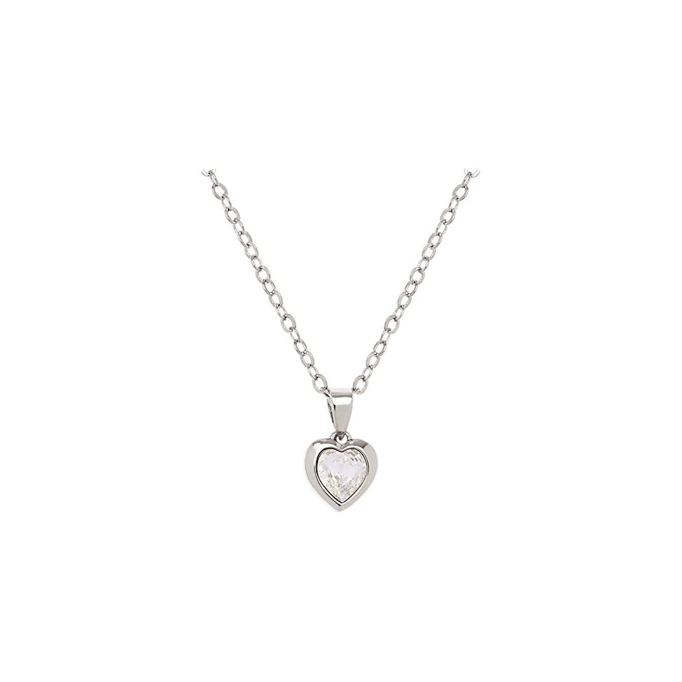 Ted Baker Hannela Crystal Heart Pendant Necklace - Rose Gold or Silver Tone Plated with Crystal (Silver Tone)