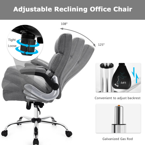 Costway Swivel Office Chair High Back Computer Chairs w/ Flip-up Armrests 2