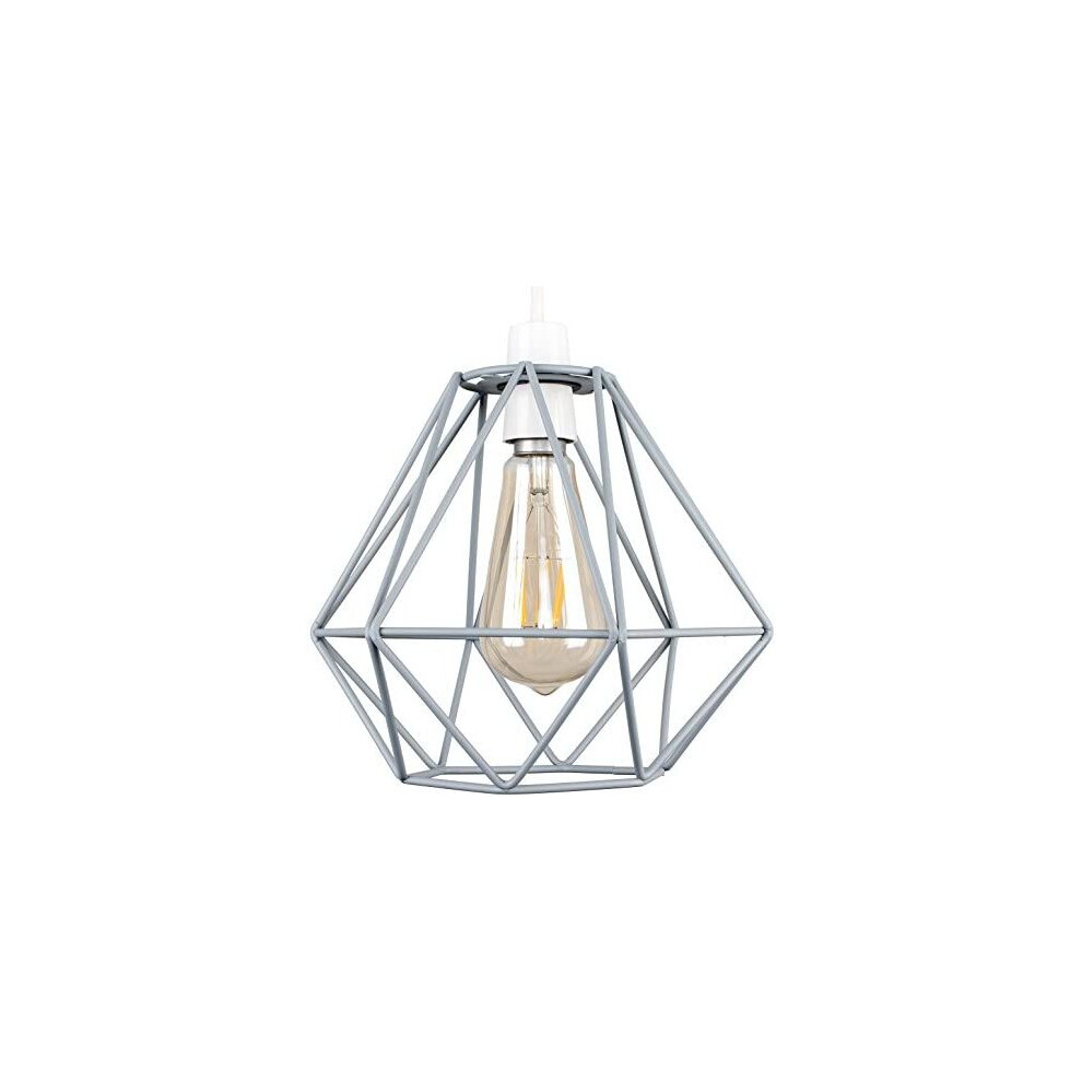 Retro Style Grey Metal Basket Cage Ceiling Pendant Light Shade - Complete with 4w LED Filament Bulb [2700K Warm White]