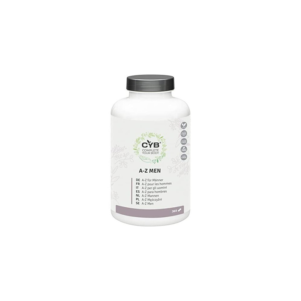 CYB A-Z Vitamins & Minerals for Men - with Magnesium, Zinc, Selenium and more - Vegan Daily Supplement - 365 Tablets