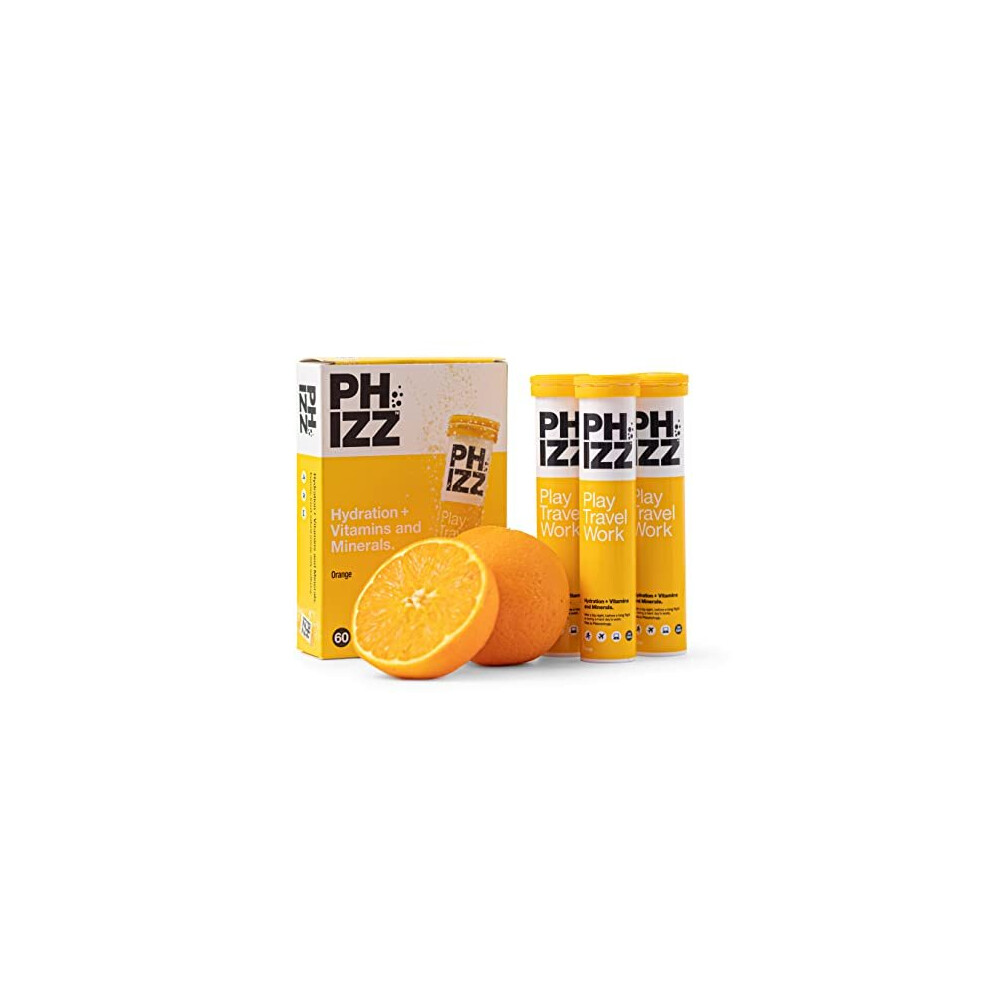 Phizz Electrolytes, Multivitamin & Hydration 60 Tablets Â 3-In-1 Hydration, Electrolytes & 18 Vitamins, Vitamin C Included, Vegan, Orange Flavor - Image 3