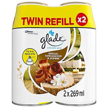 Glade Automatic Air Freshener Spray, Auto Spray Odour Eliminator & Room Fragrance, ( 4 pack of 2 ), Sandalwood & Jasmine, 8 Refills (Pack of 1)