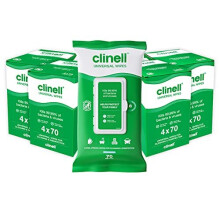 Clinell Universal Cleaning and Disinfecting Wipes for Home CW70R4-1, 16 Packs of 70 Wipes, Moisture Lock Lid, Kills 99.99% of Germs