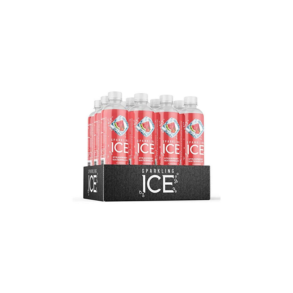 Sparkling Ice Strawberry Watermelon Flavour Sparkling Water with antioxidants and Vitamins, No Sugar, 500ml Bottles (Pack of 12), SISW500