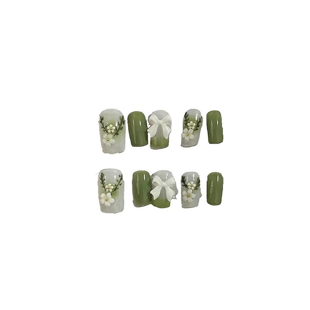 (M) 10pcs Nail Polish Stickers Bows And Flowers Pattern Full Wraps Adhesive False Nail