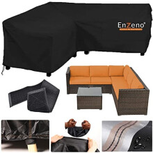 Enzeno Garden V-Shape Furniture Cover Waterproof, 420D Heavy Duty Oxford Fabric Outdoor Rattan Corner Sofa Cover with Waterproof Tape (286*286*87cm)