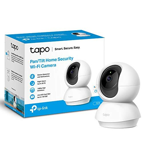 TP-Link Tapo Pan/Tilt Smart Security Camera, Indoor CCTV, 360° Rotational Views, Works with Alexa&Google Home, No Hub Required, 1080p, 2-Way Audio,