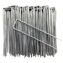 VIROSA Pack of 100 Garden Pegs, Landscape Staples, U Shaped Nail Pins | Galvanised Steel | Ideal for Weed Control Membrane, Netting Fence, Landscape