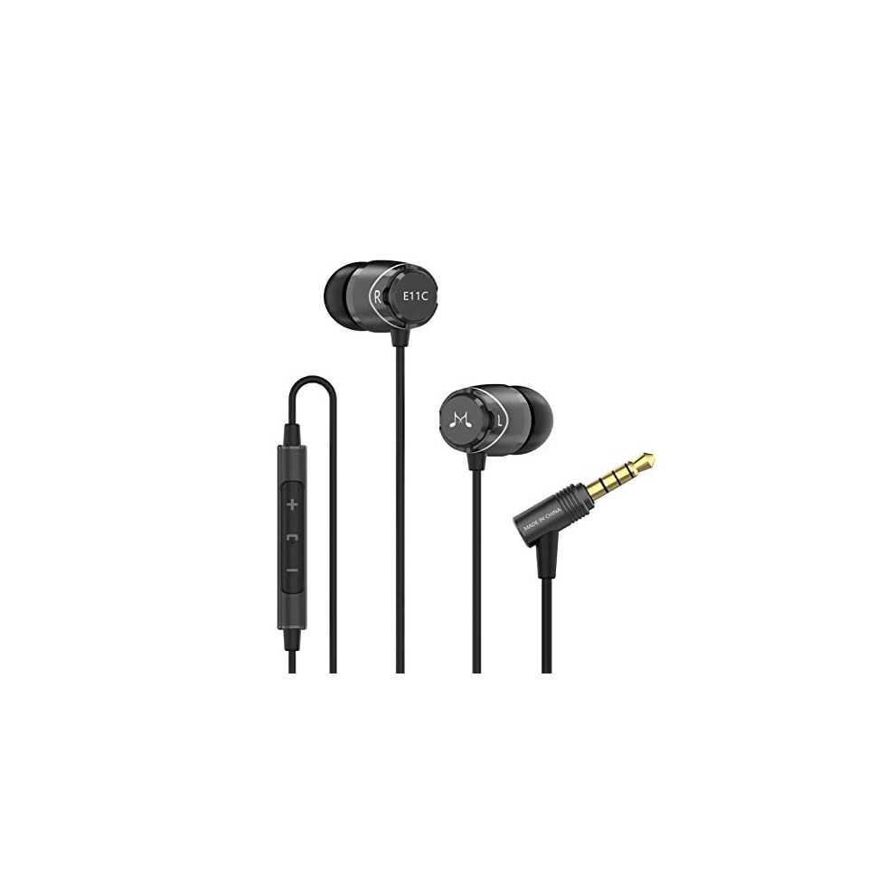 Soundmagic E11c Wired Earbuds With Microphone Hifi Stereo Earphones Noise Isolating In Ear Headphones Powerful Bass Tangle Free Cord Black 6949379002137