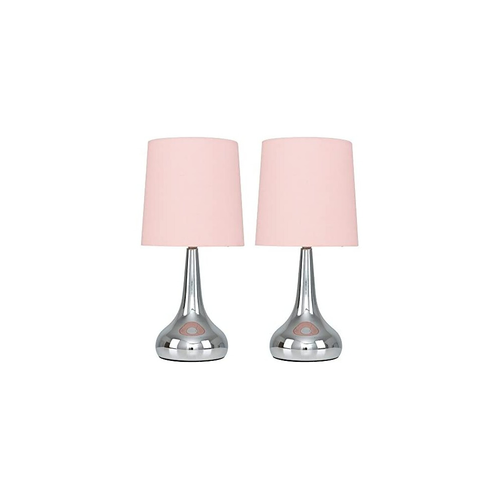 Teardrop Pair of Silver Table Lamp Touch On/Off Dimmable