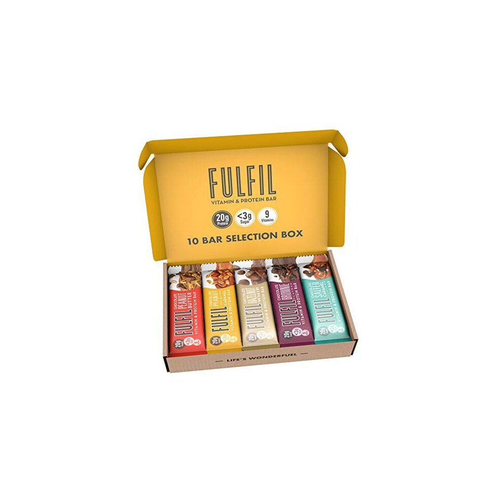 Fulfil 10X55g Protein Bar Selection Box - 20G Protein, Less Than 3G Sugar, 9 Vitamins, Top Flavours (2 Of Each)