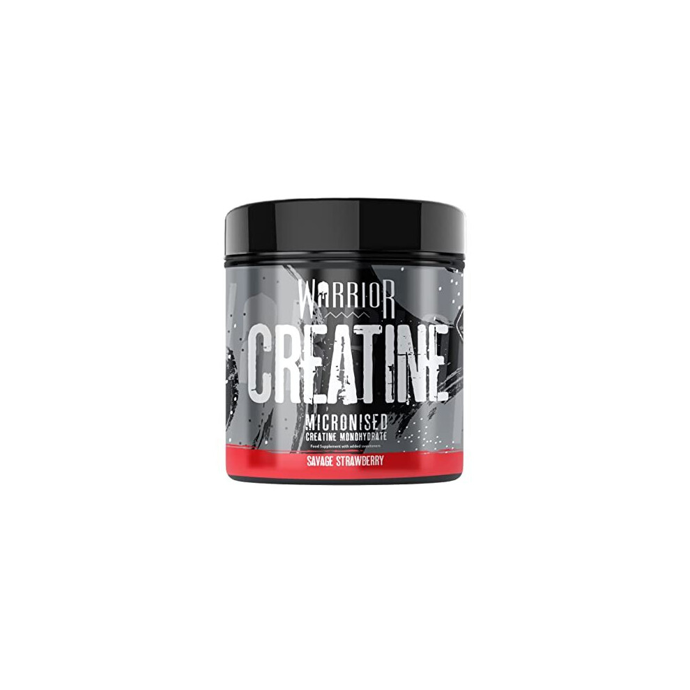 Warrior, Creatine Monohydrate Powder - 300g - Micronised For Easy Mixing - For Recovery & Performance, Savage Strawberry