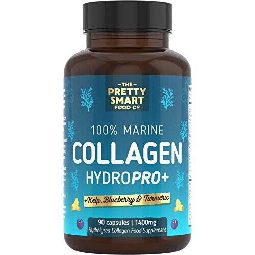 Powerful Marine Collagen Tablets - with Hyaluronic Acid, Biotin & Blueberry - 1400MG Complex - Hydrolysed Type 1 - with Vitamins & Minerals - 90