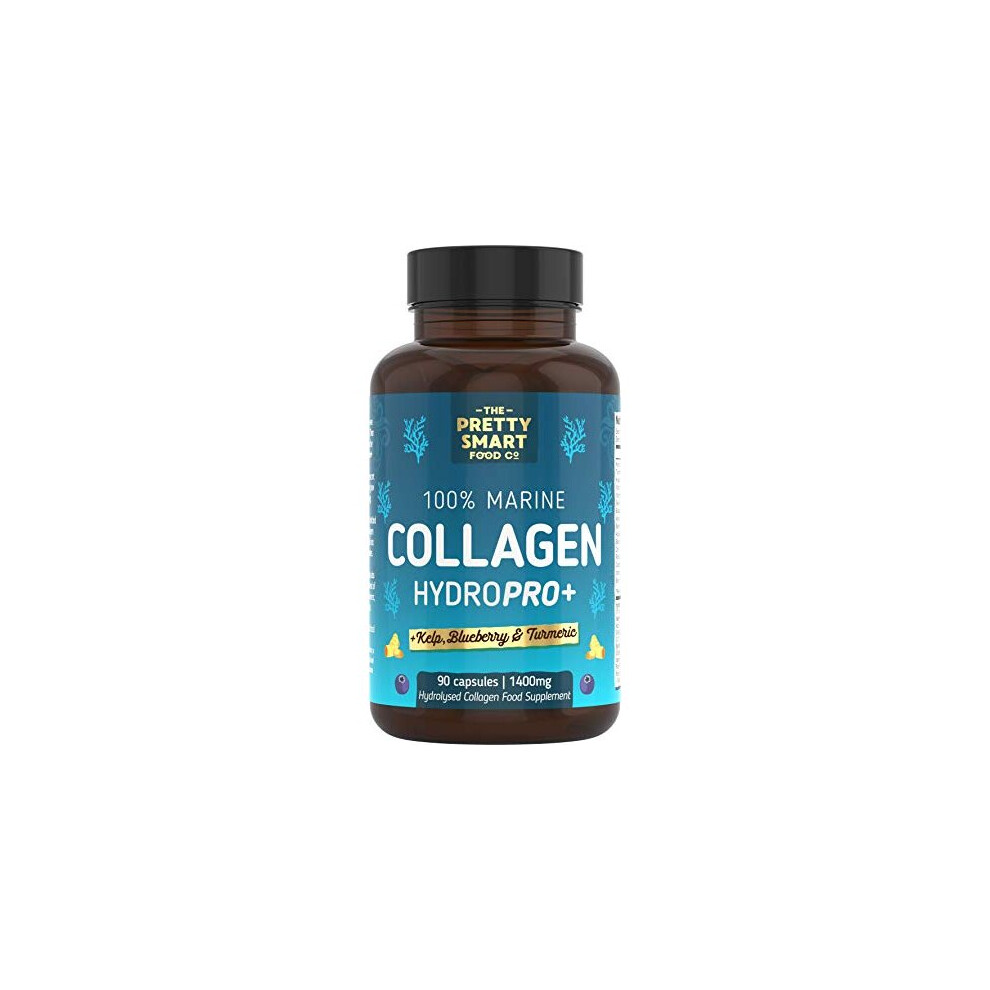 Powerful Marine Collagen Tablets - with Hyaluronic Acid, Biotin & Blueberry - 1400MG Complex - Hydrolysed Type 1 - with Vitamins & Minerals - 90