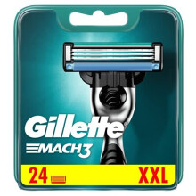 Gillette Mach3 Razor Blades Men, Pack of 24 Razor Blade Refills, Stronger Than Steel Blades, Enhanced Lubrastrip