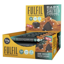 FULFIL Vitamin and Protein Bar (15 x 55g Bars) — Dark Chocolate Salted Caramel Flavour — 20g High Protein, 9 Vitamins, Low Sugar