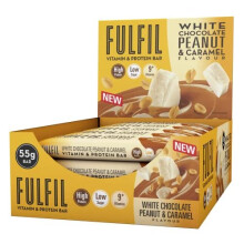 FULFIL Vitamin and Protein Bar (15 x 55g Bars) — White Chocolate Peanut & Caramel Flavour — 20g High Protein, 9 Vitamins, Low Sugar