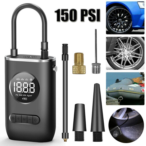 Digital Electric Inflator Pump, Car Tyre Air Compressor Rechargeable