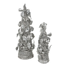 (SILVER) CHRISTMAS VILLAGE Tinsel Christmas Tree Home Holiday Indoor XMAS Decorations Handcrafted Glitter