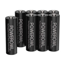 AA Batteries Rechargeable 8 Pack POWEROWL High Capacity 2800mAh 1200 Cycles 1.2V NiMH AA Rechargeable Battery