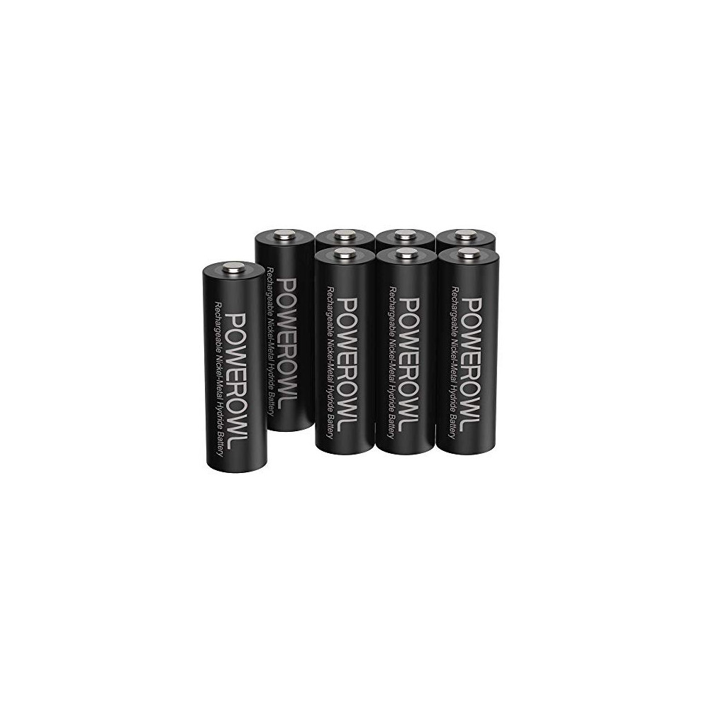 AA Batteries Rechargeable 8 Pack POWEROWL High Capacity 2800mAh 1200 Cycles 1.2V NiMH AA Rechargeable Battery