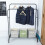 ( Black) Double Clothes Rail Hanging Rack Storage Shelf 12