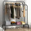 ( Black) Double Clothes Rail Hanging Rack Storage Shelf 1
